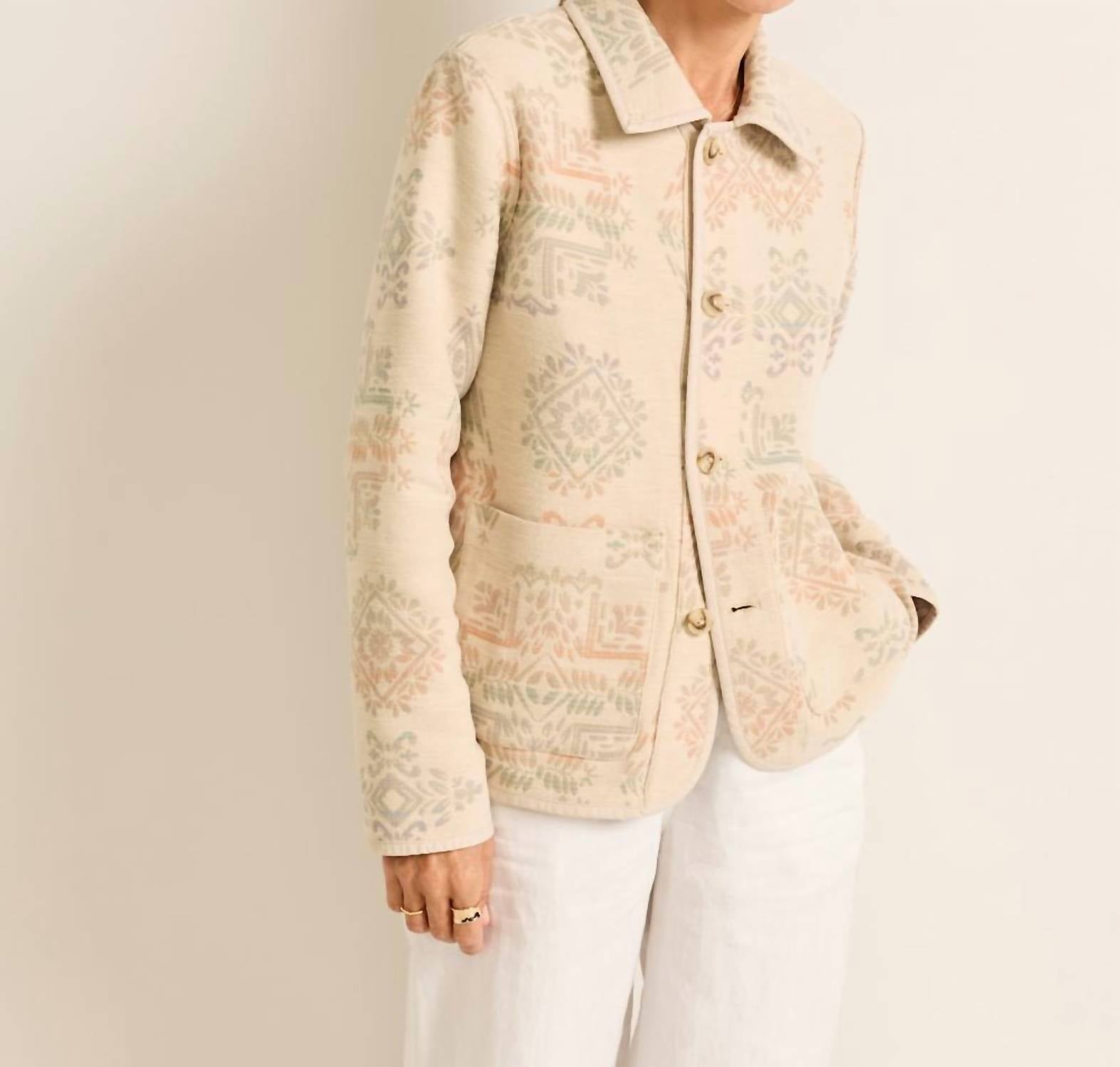 PENDLETON Reversible Chore Jacket in ecru shale laurel grove - women's jacket