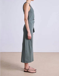 APIECE APART Uri Twist Maxi Dress in thyme - women's dress - detail view