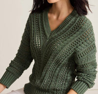 Tommy Bahama - Beachy Cotton Open-stitch V-neck Sweater