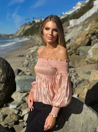 Alamia - Octavia Off Shoulder Peach Smocked Top