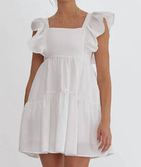 Entro - Poplin Ruffle Sleeve Mini Dress