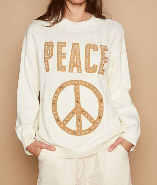 Pol - PEACE PEARL STUD SWEATER