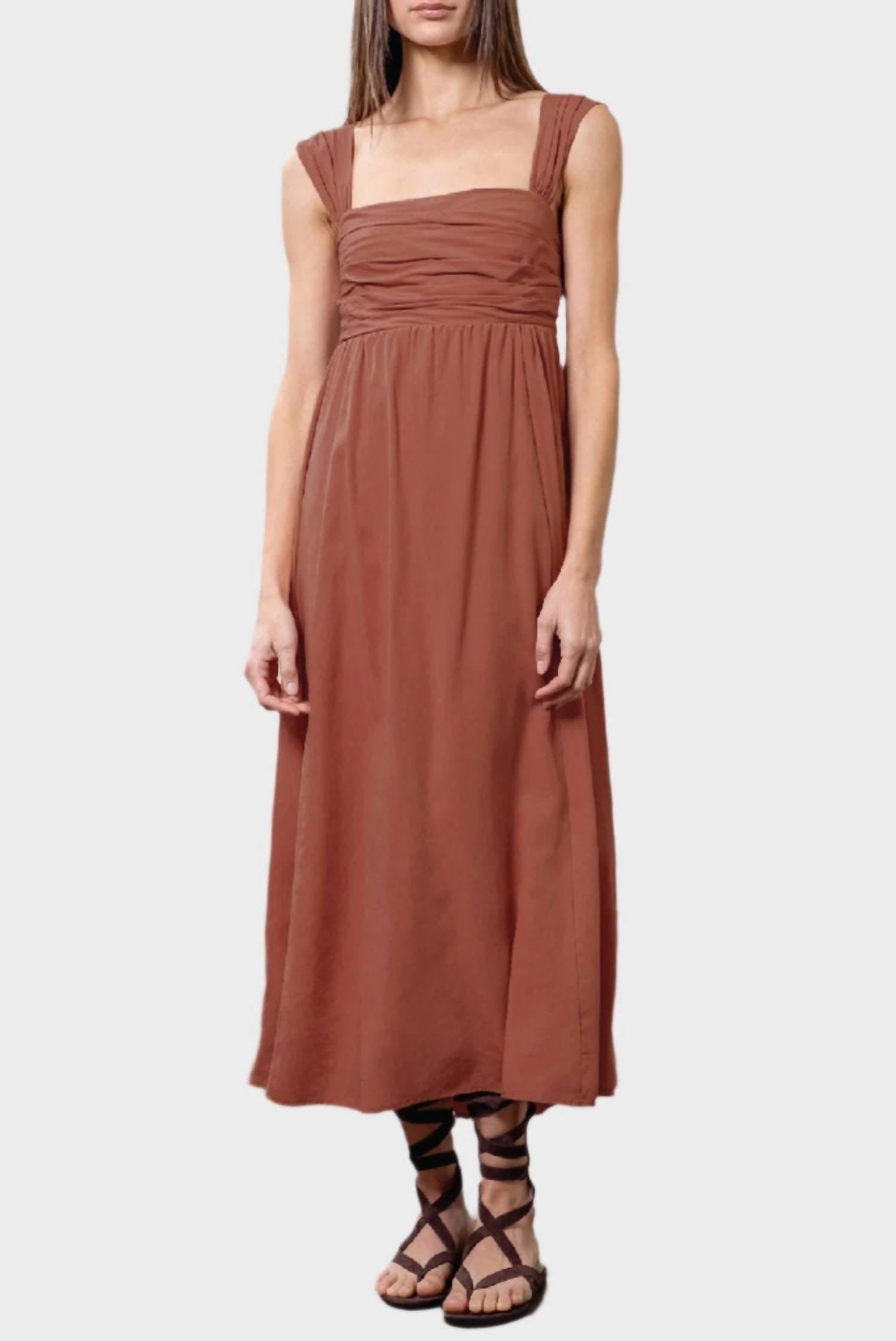 Moon River - Pintucked Tie Midi Dress