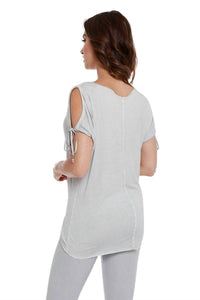 Beaded Cold Shoulder Top