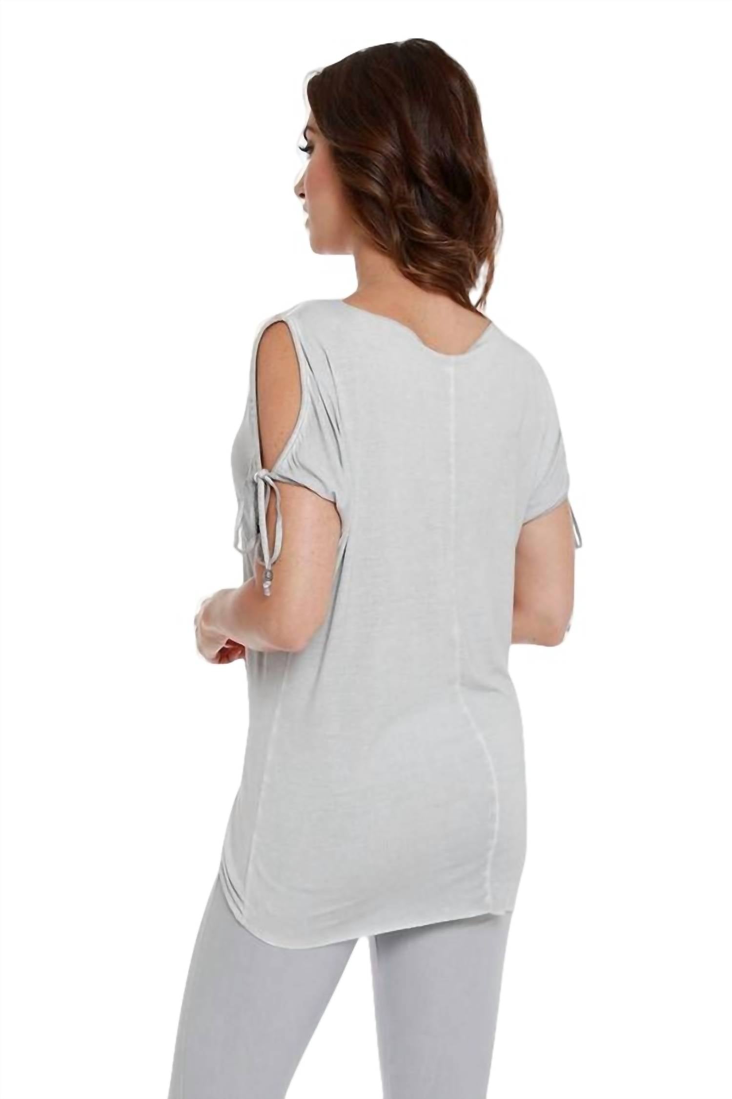 Beaded Cold Shoulder Top
