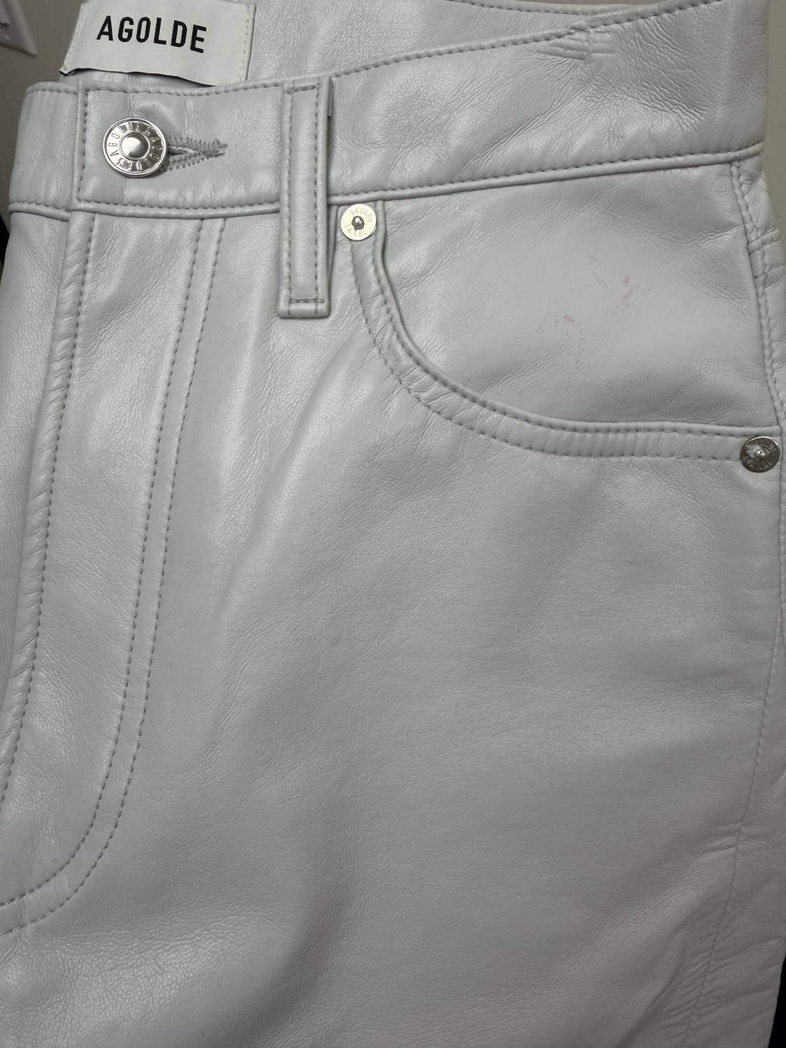 Agolde - Luna High Waist Barrel Leg Leather Blend Pants