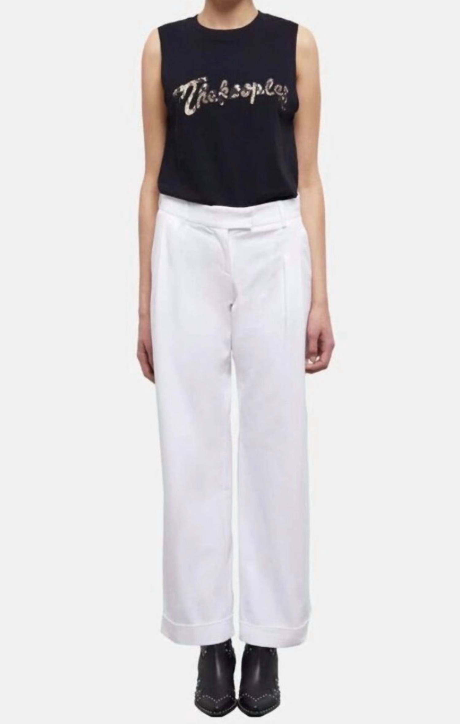 THE KOOPLES Elegant Wide Leg Pleated Trousers in white - women's pants