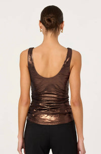 ASTR Leanne Cowl Neck Sleeveless Top in brown - women's tank top - detail view
