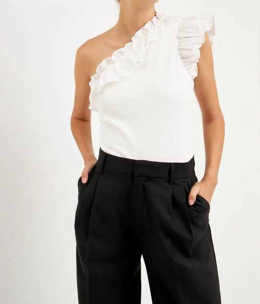 Grey Lab - One Shoulder Ruffle Top