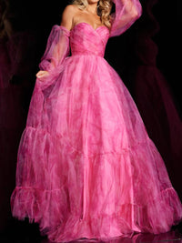 Jovani - Print Long Sleeve A-line Gown