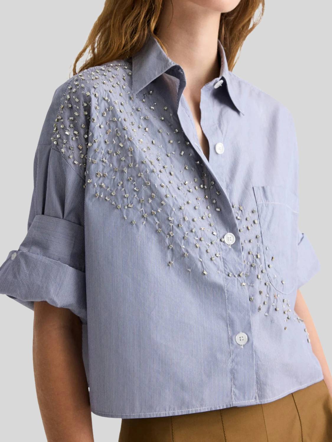 Twp - Next Ex Striped Cotton Shirt With Crystals