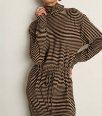 Nation LTD Mariel Long Sleeve Midi Dress in mini cocoa stripe - women's dress - view 4