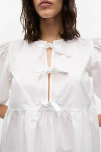Ganni - Cotton Poplin Tie String Mini Dress