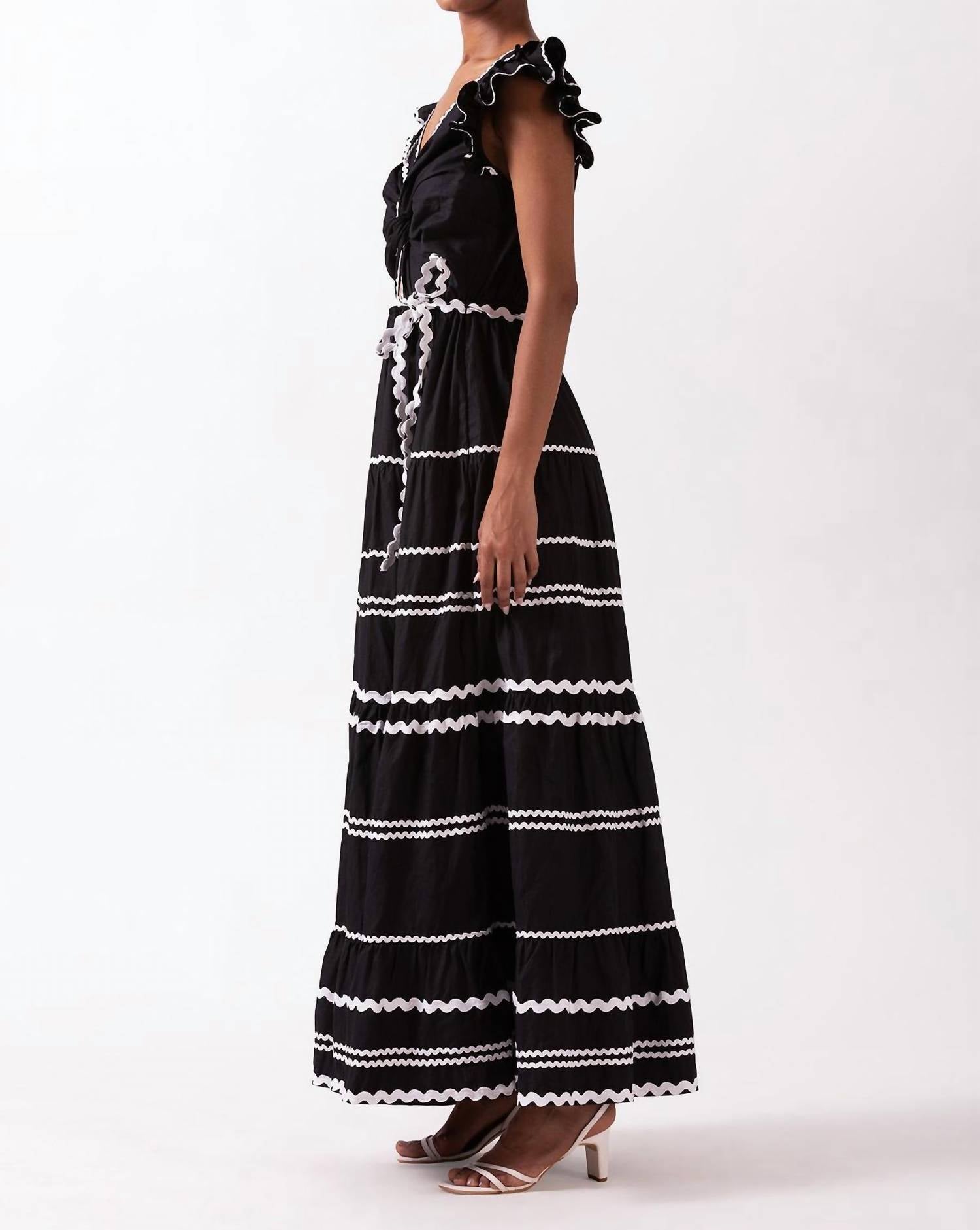 Celina Moon Flavian Maxi Dress in black 1 - women's dress - detail view