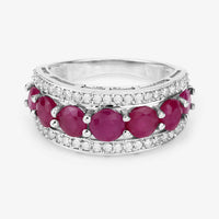 Diana M Jewels Women's Round Natural Ruby Fashion Ring (3.24 Ct) - Signature Plus in 14k white gold - women's jewelry