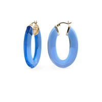 Gold & Honey - Women's Flat Oval Lucite Hoop Earrings