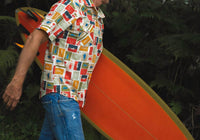 Western Aloha Sun Dot Fish Flag Shirt in blue - men's t-shirt - detail view