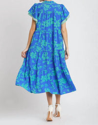 Umgee - Two Tone Floral Print Tiered Dress