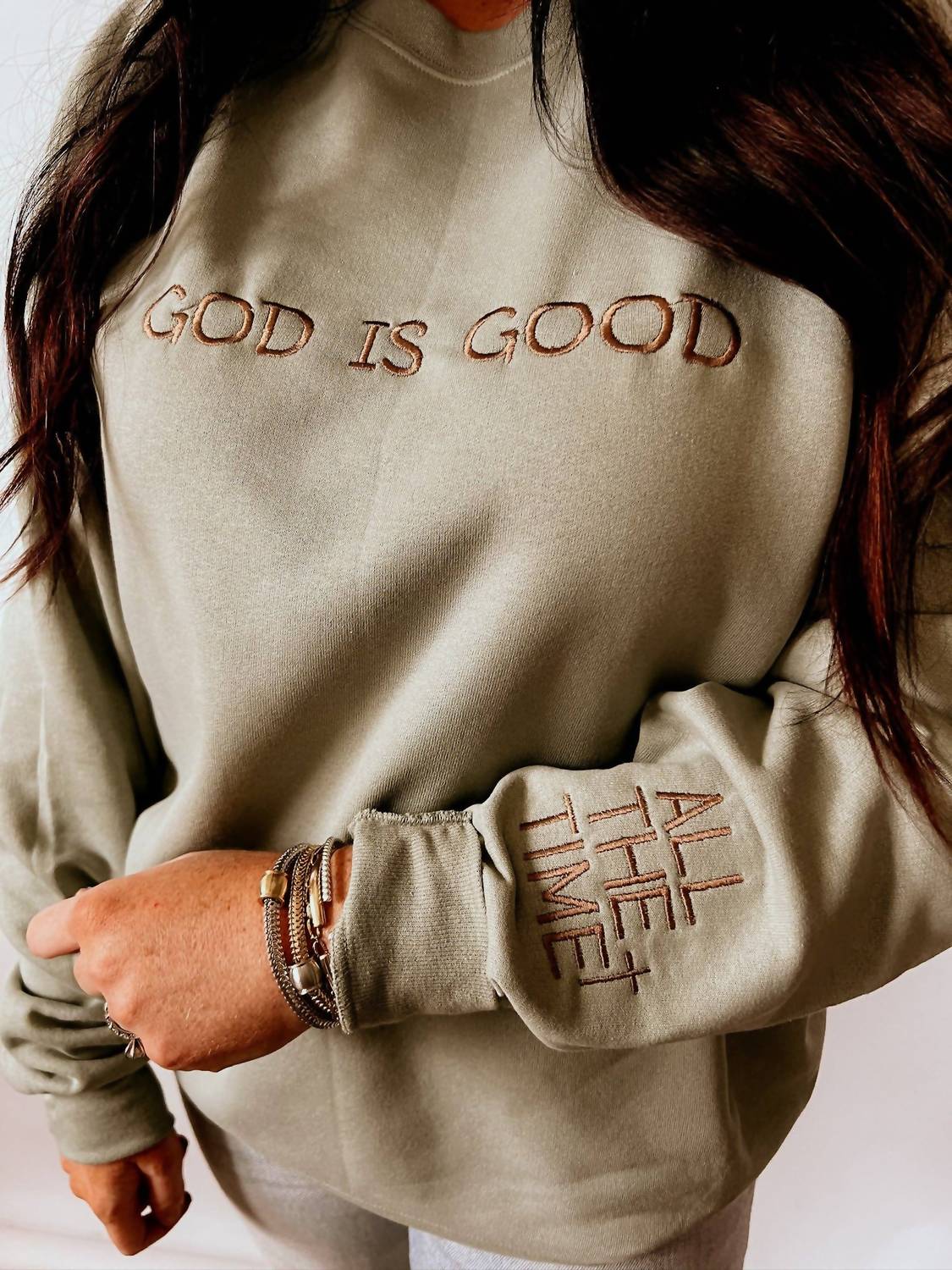 The White Stitch - God Is Good Long Sleeve Sweatshirt