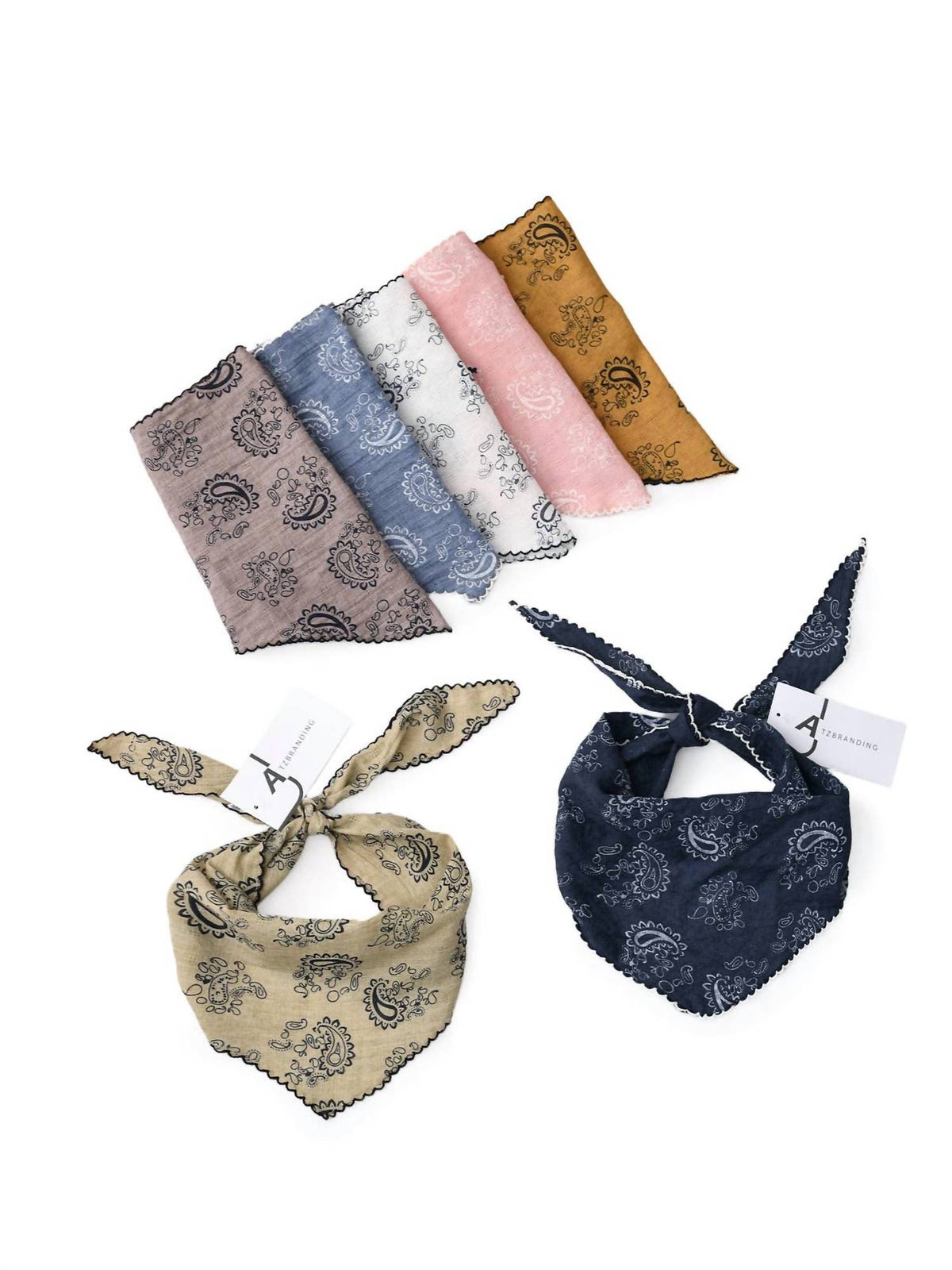 Funkyrel - Paisley Print Scarf With Scalloped Lace Edge