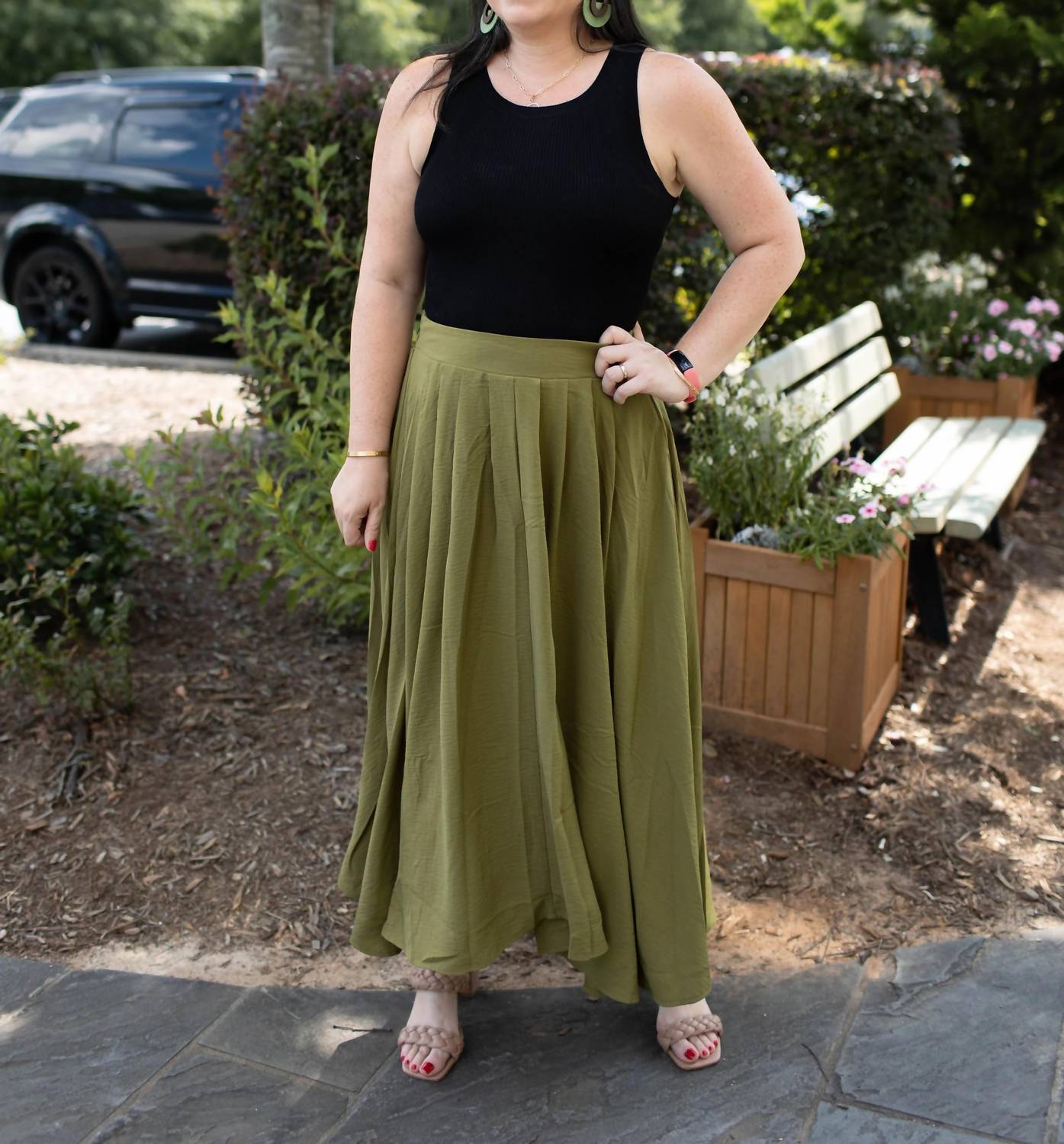 Blu Pepper - Box Pleated Midi Skirt