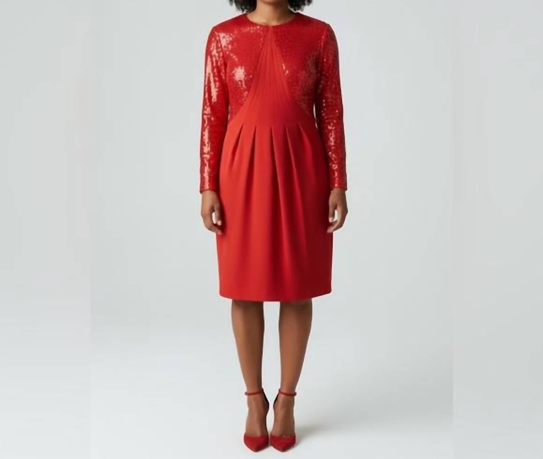 Reiss Cara Sequin Waisted Mini Dress in red - women's dress