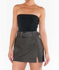 Show Me Your Mumu Tyra Belted Skirt in vintage black faux leather - women's skirt - alternate view