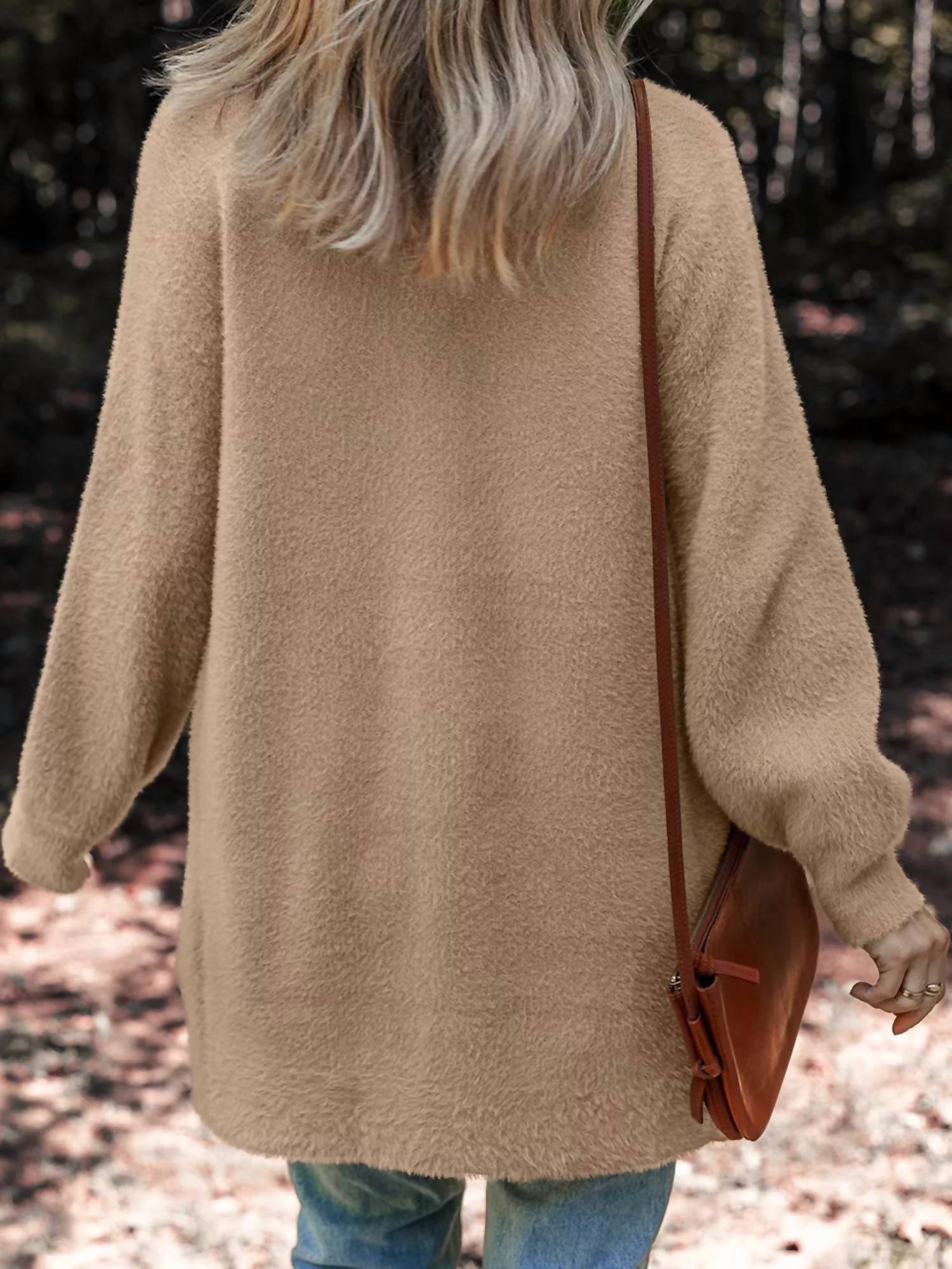 Trendsi - Fuzzy Buttoned Cardigan