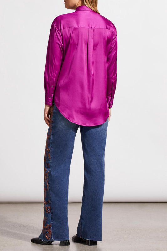 Tribal - Satin Button Down Long Sleeve Top