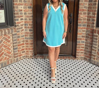 Entro - Jersey Knit Contrast Trim Sleeveless Mini Dress
