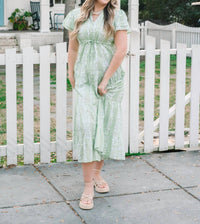 VICTORIA DUNN Magnolia Flutter Maxi Dress in botanical vine - women's dress - view 5
