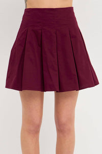 endless rose Pleated Waist Mini Skirt in burgundy - women's skirt - view 4