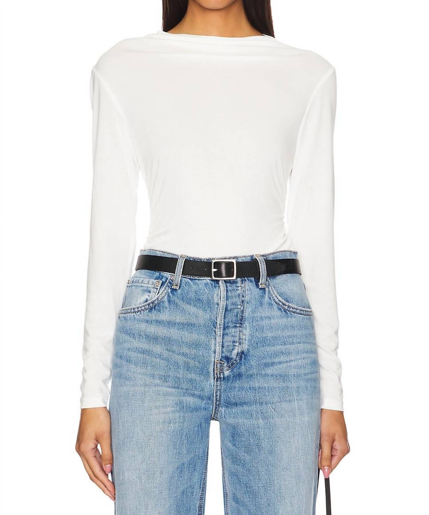 STEVE MADDEN Elvira Long Sleeve Top in whisper white - women's long sleeve top