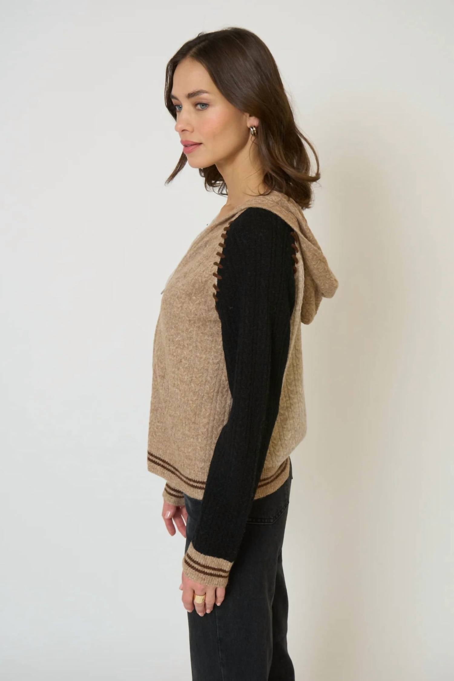 Central Park West - Multi Cable Knit Zip Up