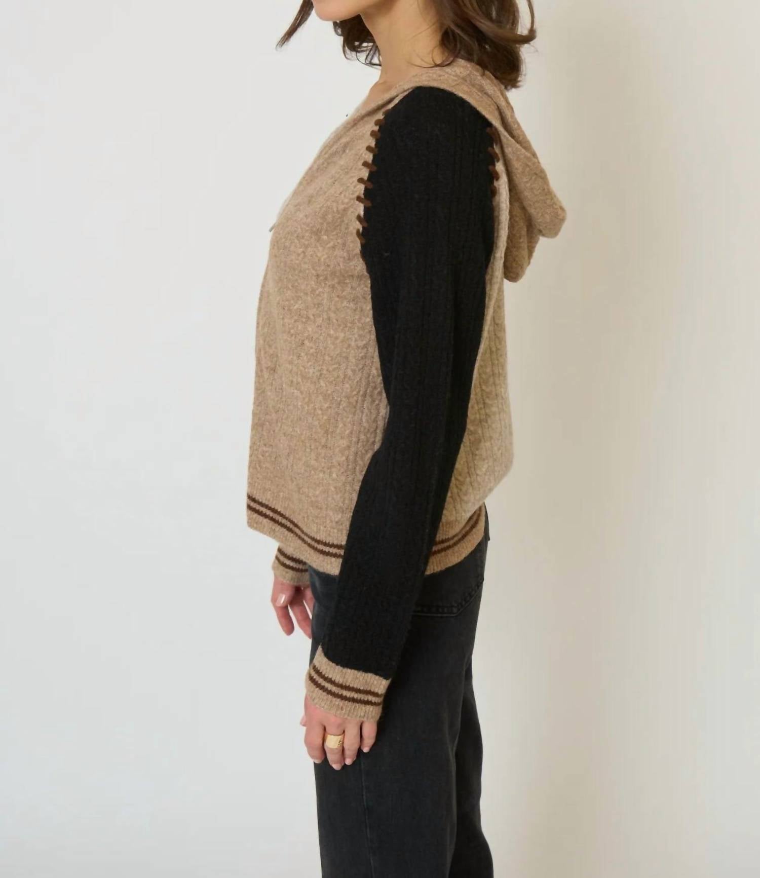 Central Park West - Multi Cable Knit Zip Up