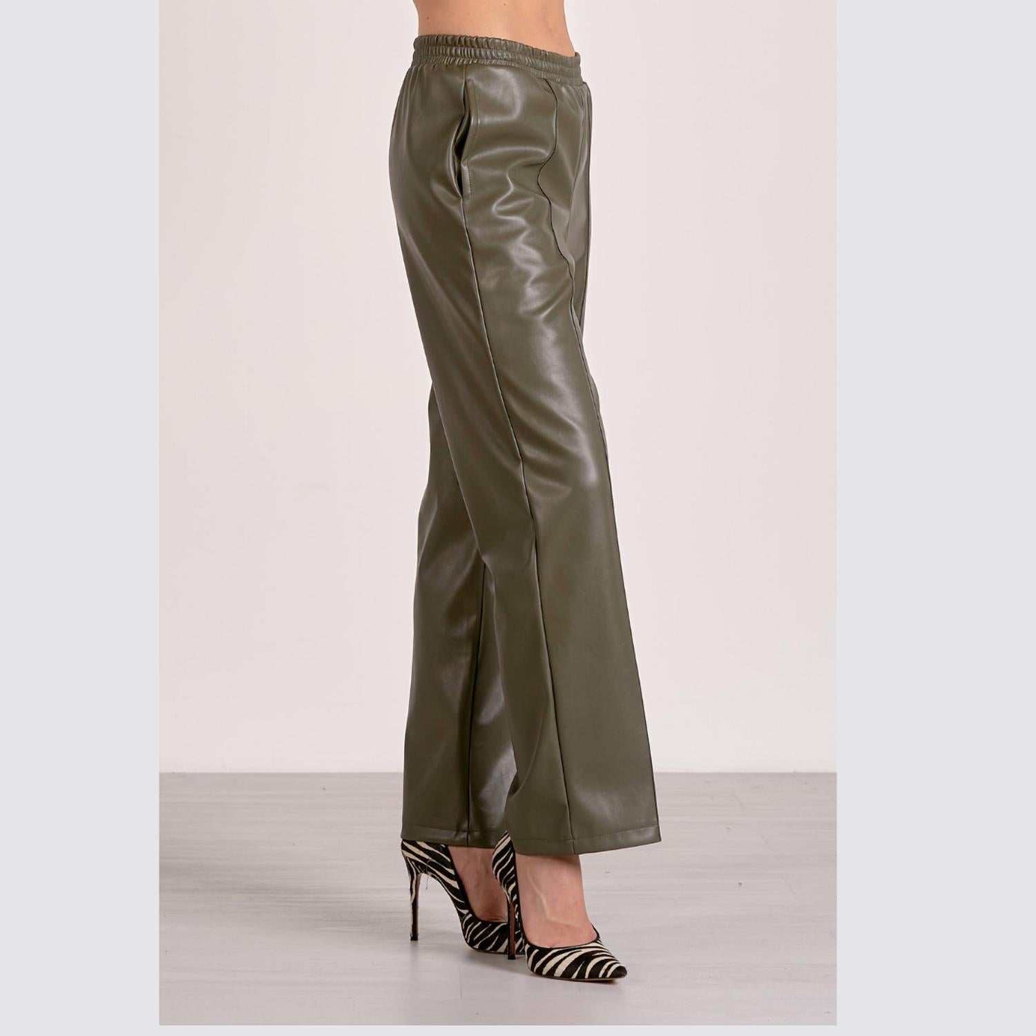 Elan - Vegan Leather Wide Leg Pants
