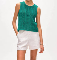 White + Warren - Lofty Cotton Crochet Sleeveless Tank