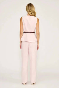 LUCY PARIS Anna Belted Vest in pink - women's tank top - detail view