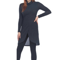Papillon - Ribbed Turtle Neck Tulip Hem Sweater Dress