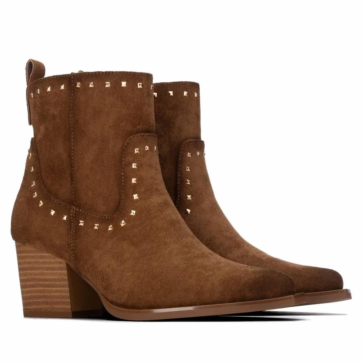 Xti - Women's Suede Italian Western Ankle Booties