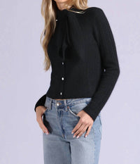 Minnie Rose - Cashmere Pointelle Tie Up Cardigan