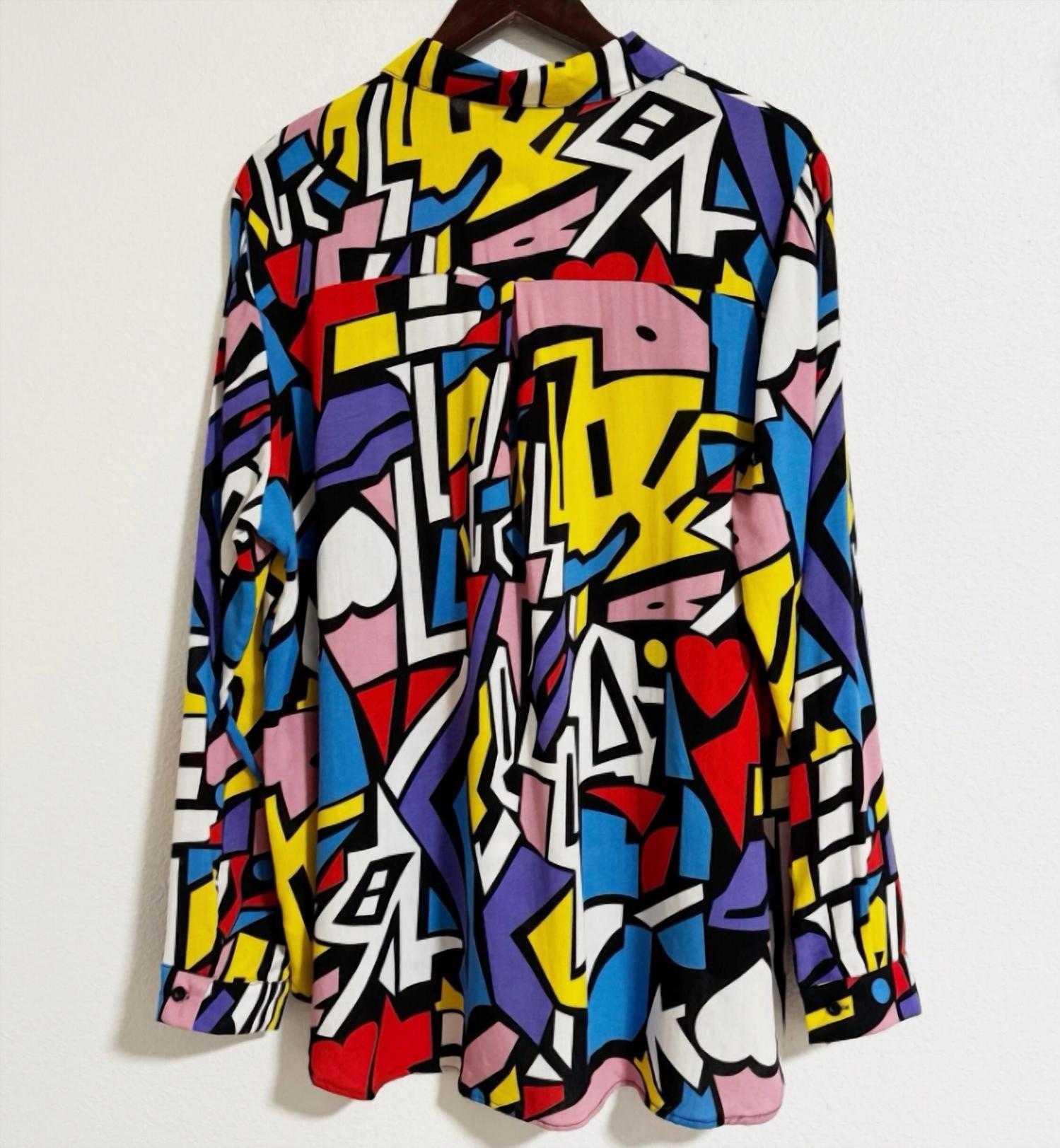 Joidart - Geometric Print Button Up Blouse