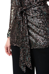 Joseph Ribkoff Sequin Blazer With Belt in black multi - women's jacket - view 5