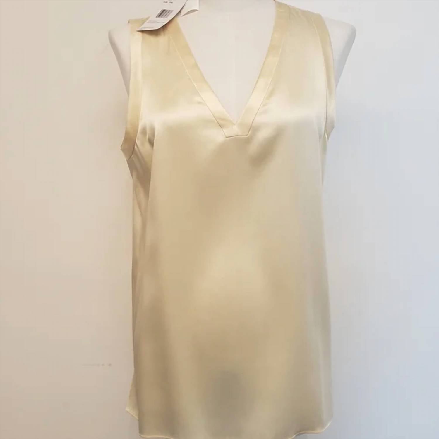 Lafayette 148 Women's Perla Luxe Reversible Silk Charmeuse V-neck Blouse in cream - women's blouse