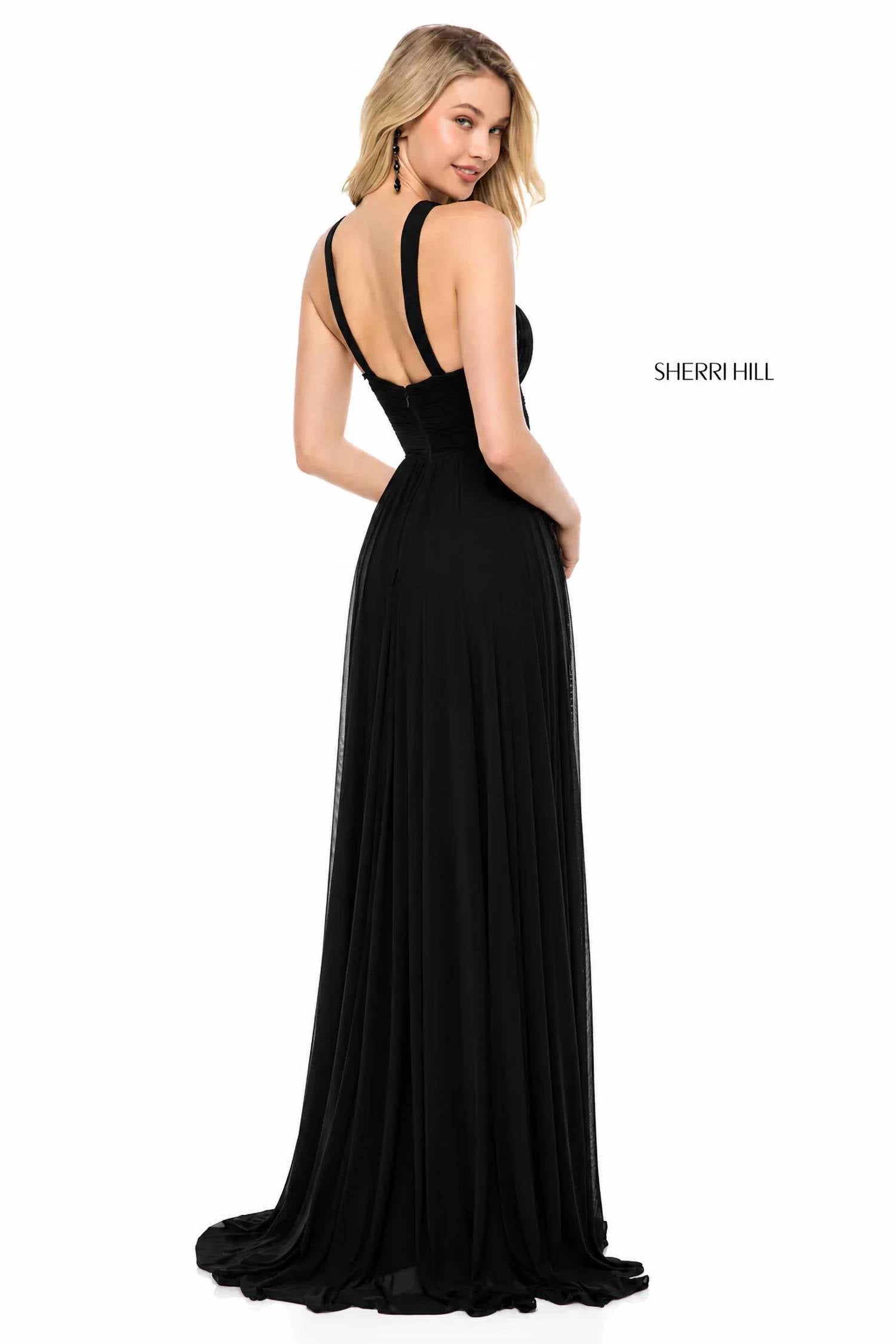 Sherri Hill - Chiffon Cross Front Keyhole Gown