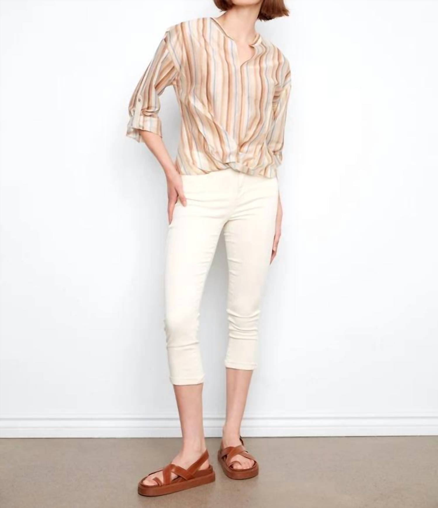Charlie B - Striped Tencel Blouse With Front Twist