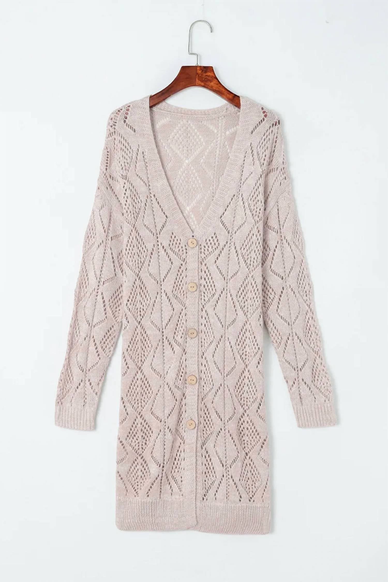 Threaded Pear - Hollow-out Openwork Knit Cardigan