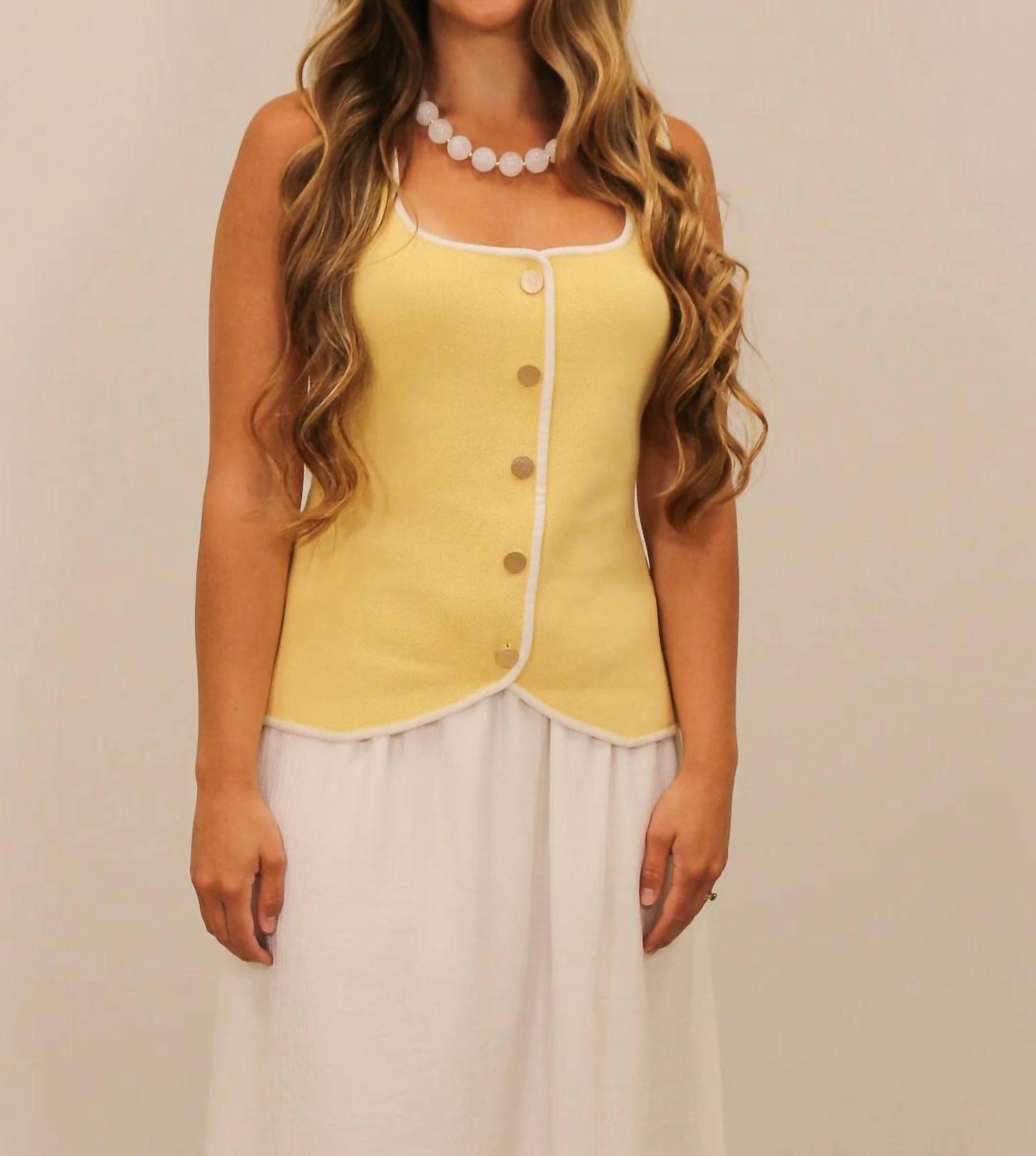 Skies Are Blue - Valentina Contrast Trim Knit Tank Top