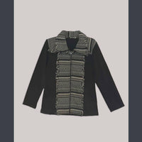 Jayli - Women's Cotton Fleece Stonewash Jacket With Gherri Cotton Panel