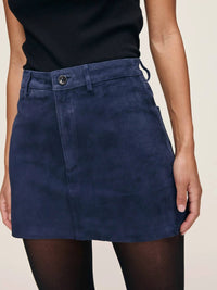 DL1961 - Women's Alma Mini Skirt in navy - women's skirt - detail view